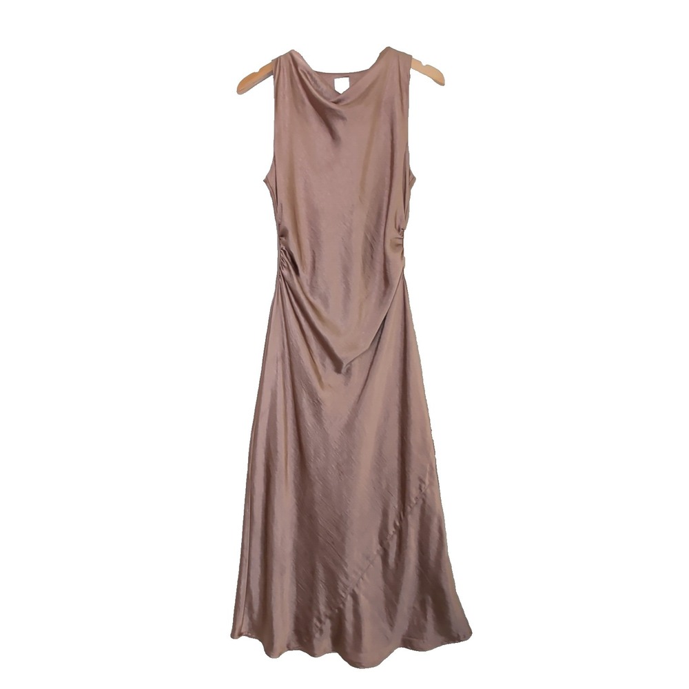 Joie x Revolve Satin Cowl Neck Maxi Dress M Bronze Formal Bridal Cocktail Party